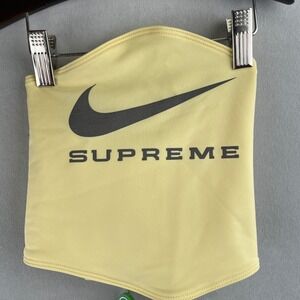 Nike x Supreme Neck Gaiter Warmer Face Mask Yellow OS Stretch Reflective Swoosh‎